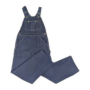 VTG 60s-70s Sears Perma-Prest Denim Overalls Sanforized USA Union Made Bib Sz 32